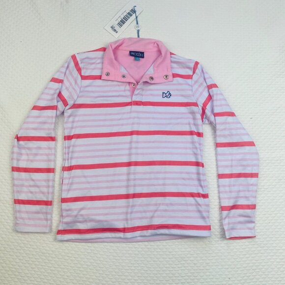 Prodoh Girls Sporty Snap Pullover Tea Rose Stripe UPF 50 Long Sleeve Size XS 7/8 - Picture 5 of 9